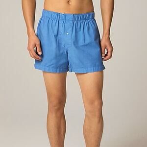 J.Crew Boxer Short Mens S Blue Broken-in Organic Cotton Oxford Elastic Waistband
